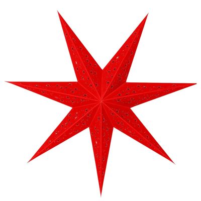 GalaxyArts 24-Inch Red Paper Star Lantern - 3D 7-Point Hanging Decoration for Christmas, Diwali, Party, Wedding - Handcrafted Foldable Lamp for Indoor & Outdoor Use - Boho Star Light (Medium)