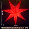 GalaxyArts 24-Inch Red Paper Star Lantern - 3D 7-Point Hanging Decoration for Christmas, Diwali, Party, Wedding - Handcrafted Foldable Lamp for Indoor & Outdoor Use - Boho Star Light (Medium) view 2
