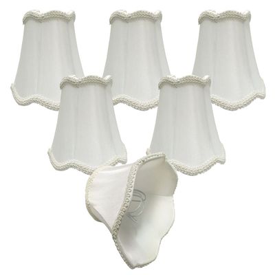 Royal Designs, Inc. CSO-1027-5WH-6 Softback Scalloped Bell Chandelier Shade with Designer Trim, 3 x 5 x 4.5, White, 6-Pack