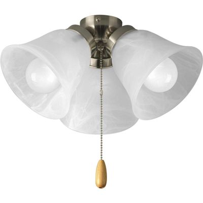 Progress Lighting AirPro 13.6" 3-Light Ceiling Fan Light Kit, Brushed Nickel