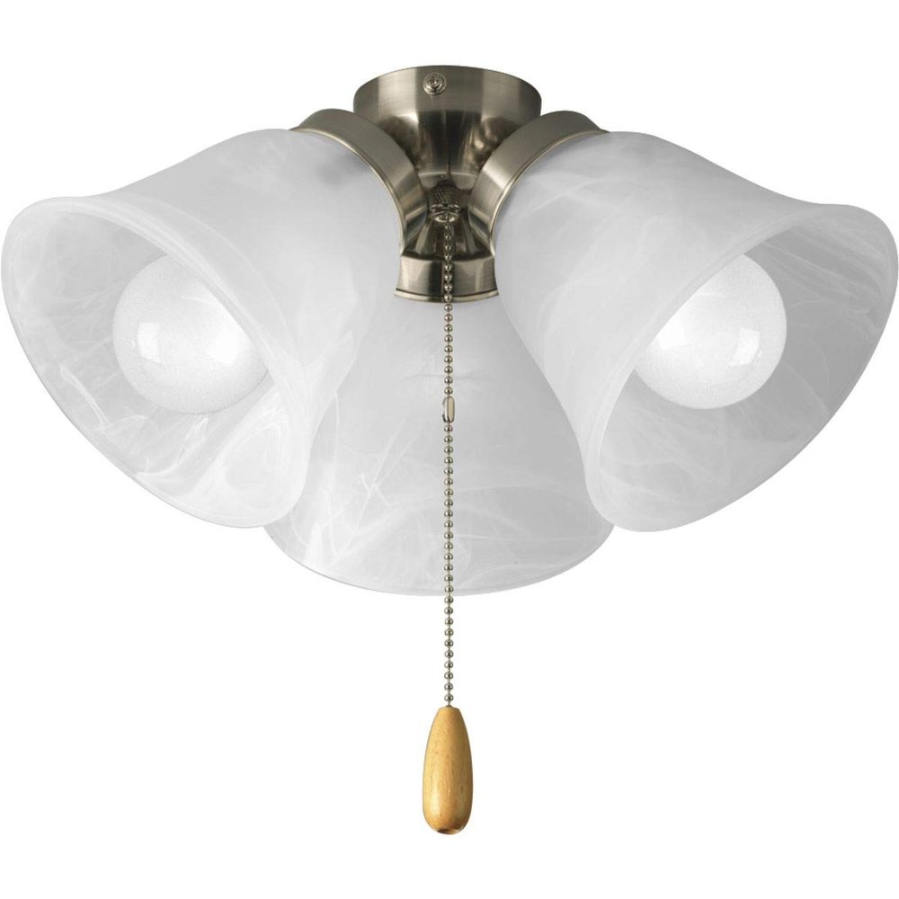 Progress Lighting AirPro 13.6" 3-Light Ceiling Fan Light Kit, Brushed Nickel