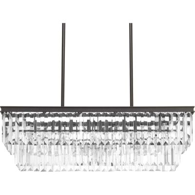 Progress Lighting Glimmer Collection 4-Light Luxe Linear Chandelier Light Antique Bronze