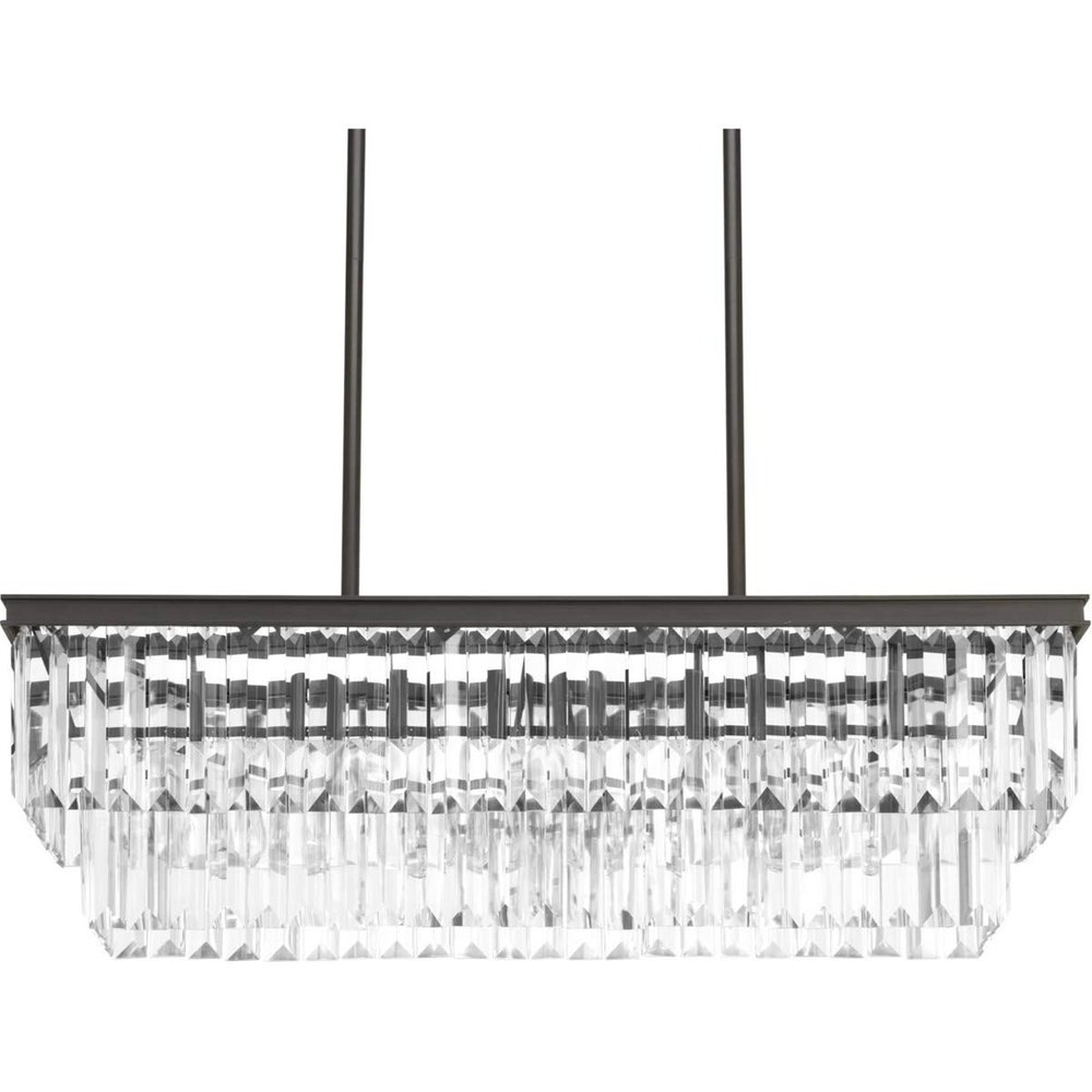 Progress Lighting Glimmer Collection 4-Light Luxe Linear Chandelier Light Antique Bronze