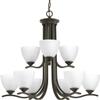 Progress Lighting Laird Collection 9-Light Etched Glass Traditional Chandelier Light Antique Bronze view 1