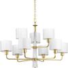 Progress Lighting Palacio Collection 9-Light White Silk Fabric Shade Luxe Chandelier Light Vintage Gold view 1