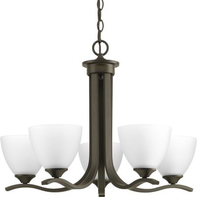 Progress Lighting Laird Collection 5-Light Etched Glass Traditional Chandelier Light Antique Bronze