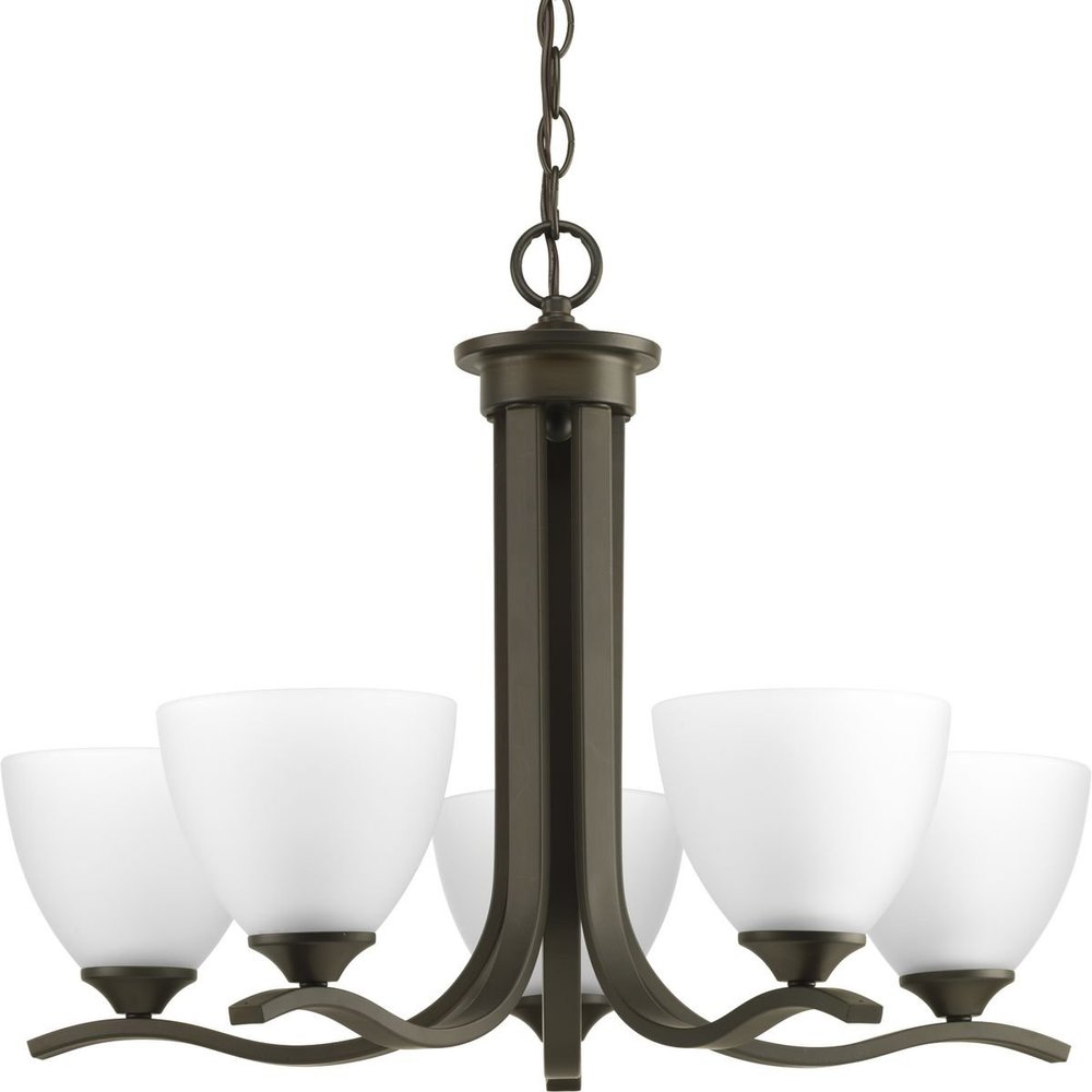 Progress Lighting Laird Collection 5-Light Etched Glass Traditional Chandelier Light Antique Bronze