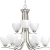 Progress Lighting Laird Collection 9-Light Etched Glass Traditional Chandelier Light Brushed Nickel view 1