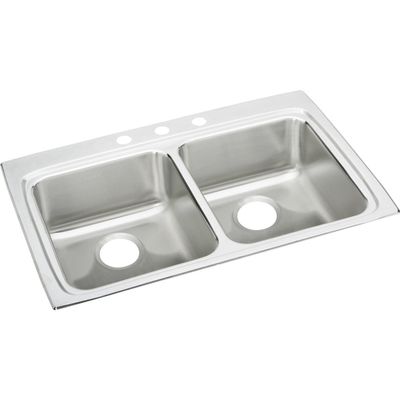 Elkay Lustertone Classic LRAD3322553 Equal Double Bowl Drop-In Stainless Steel ADA Sink