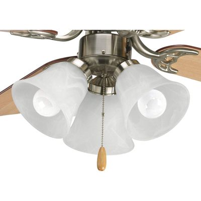Progress Lighting AirPro 3-Light Ceiling Fan Light Kit, Brushed Nickel