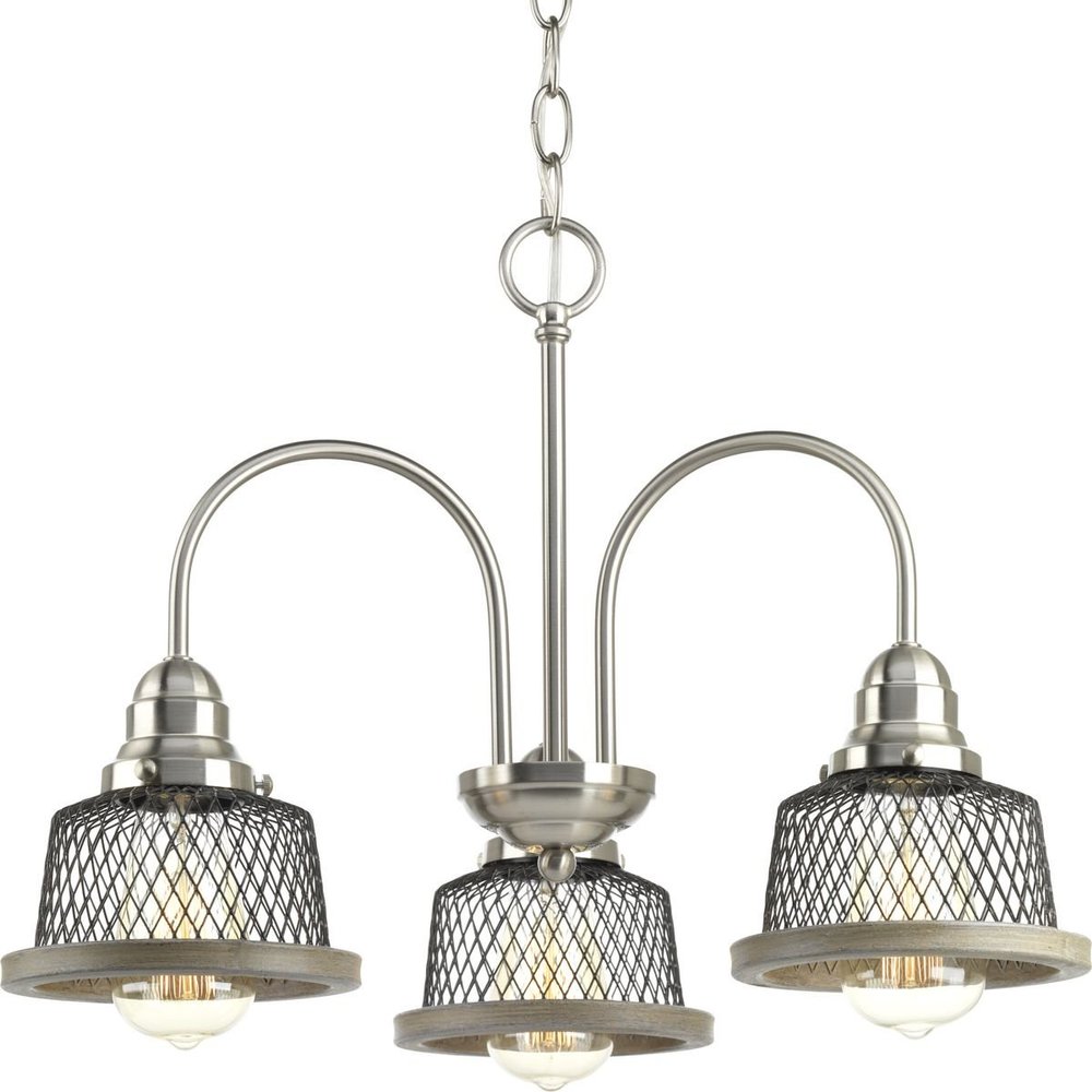 Progress Lighting P400073-009 Tilley Three-Light Chandelier, Brushed Nickel