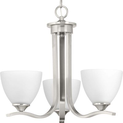 Progress Lighting Laird Collection 3-Light Etched Glass Traditional Chandelier Light Brushed Nickel
