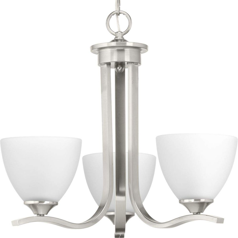 Progress Lighting Laird Collection 3-Light Etched Glass Traditional Chandelier Light Brushed Nickel