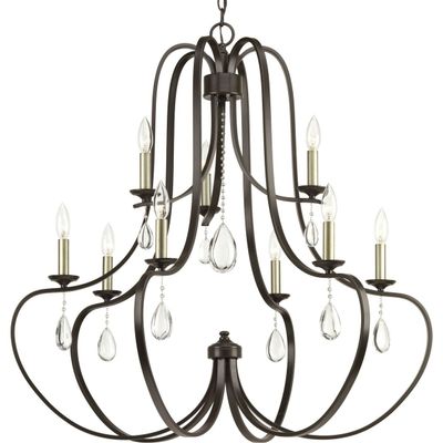Progress Lighting P400088-020 Anjoux Nine-Light Chandelier, Brown
