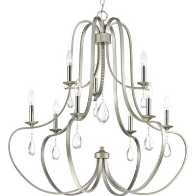 Progress Lighting P400088-134 Anjoux Nine-Light Chandelier, Grey