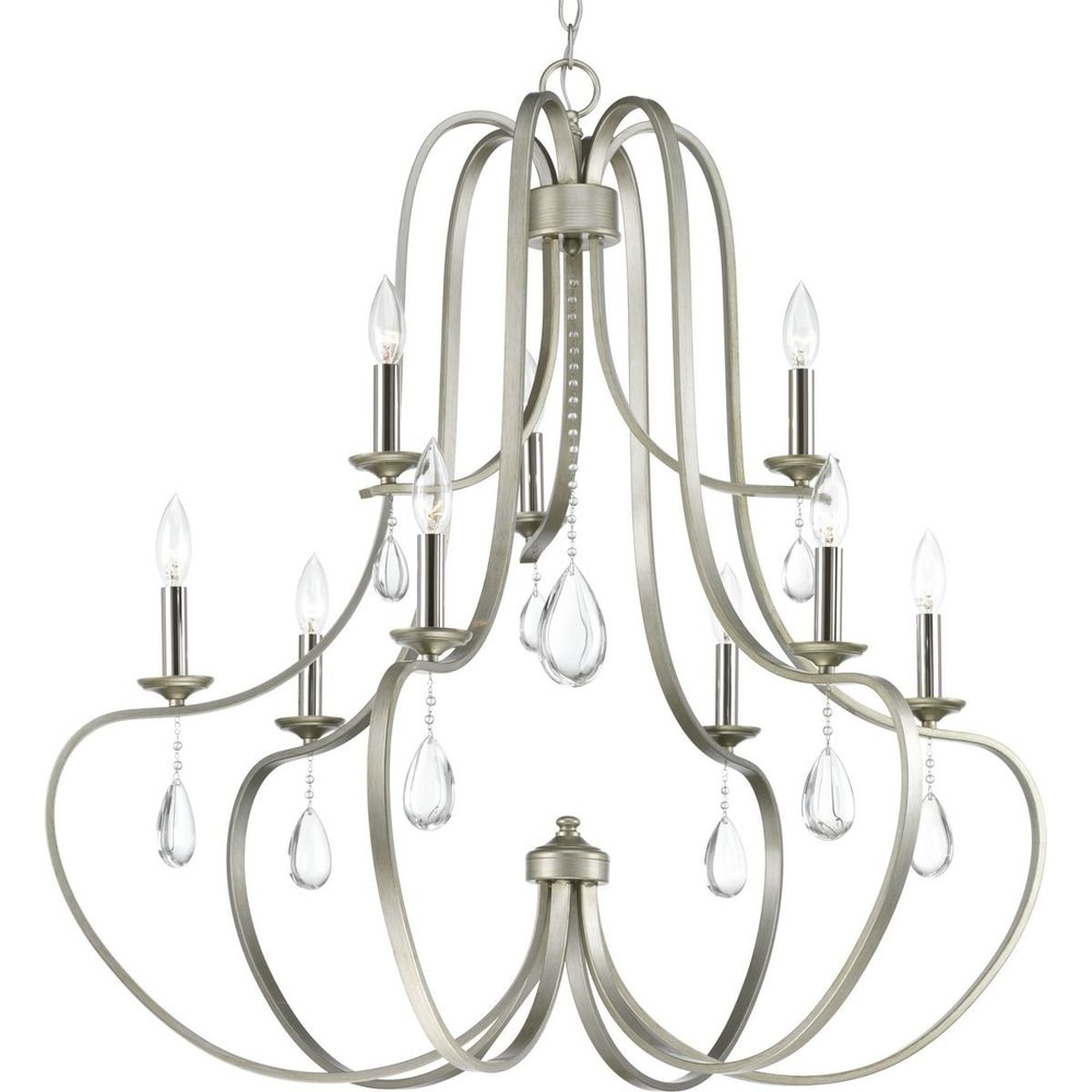 Progress Lighting P400088-134 Anjoux Nine-Light Chandelier, Grey
