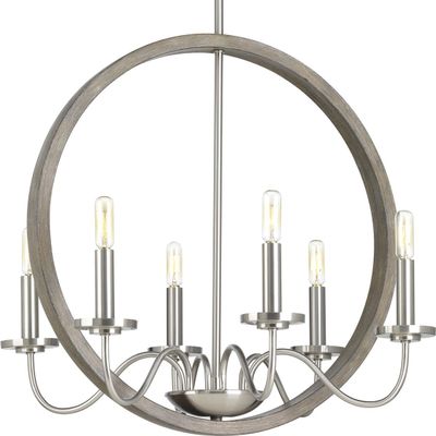 Fontayne Collection 6-Light Farmhouse Chandelier Light Brushed Nickel