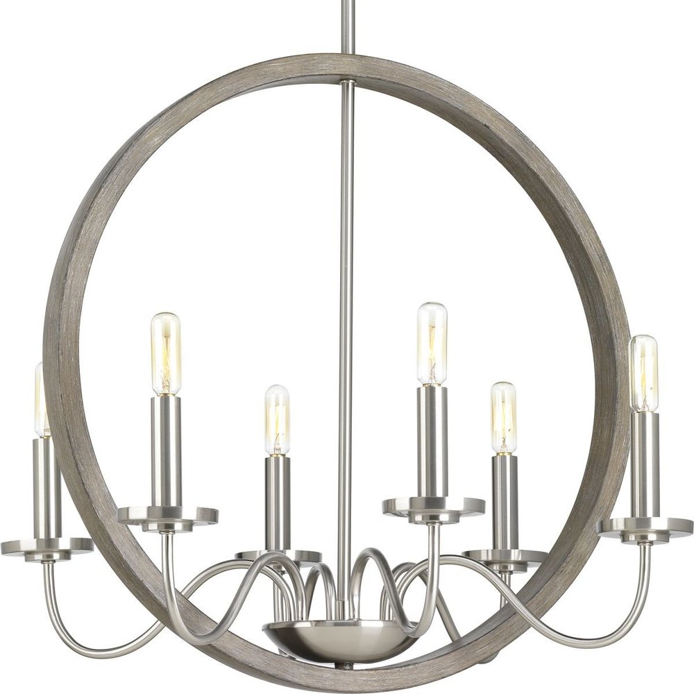 Fontayne Collection 6-Light Farmhouse Chandelier Light Brushed Nickel