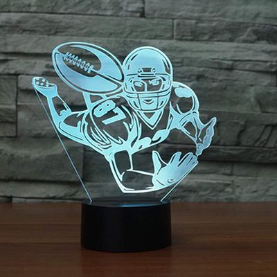 MUEQU LED Night Light 3D Illusion Bedside Table Lamp,7 Colors Changing Sleeping Light,Creative Decoration USB Touch Desk Lamp Gift for Kids Christmas Toy Gift Home Office Decorations (Rugby)
