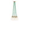 Tropical Hanging Lights. Tropical Green w/Modern Brass 5 Pendant Chandelier view 1