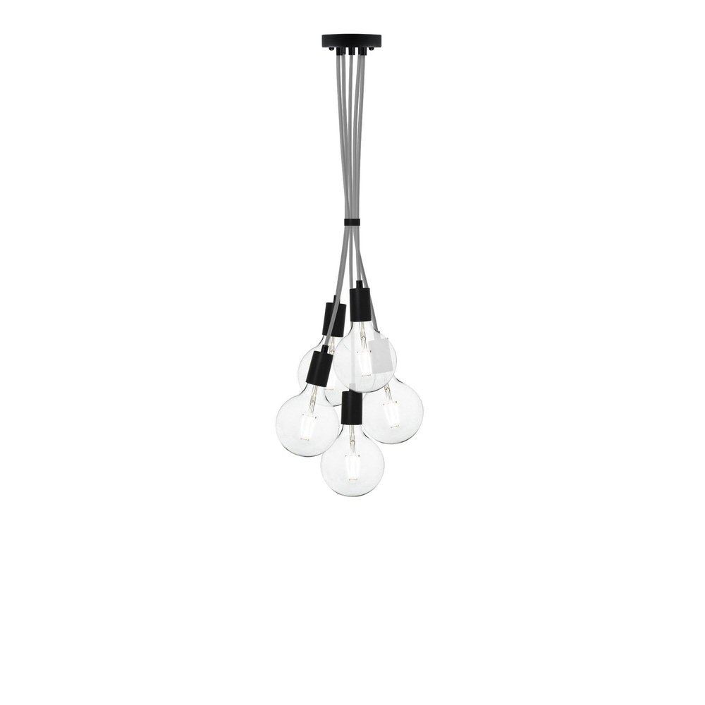 Hangout Lighting Black Modern Pendant Chandelier. Modern Grey w/Modern Black 5 Pendant Chandelier