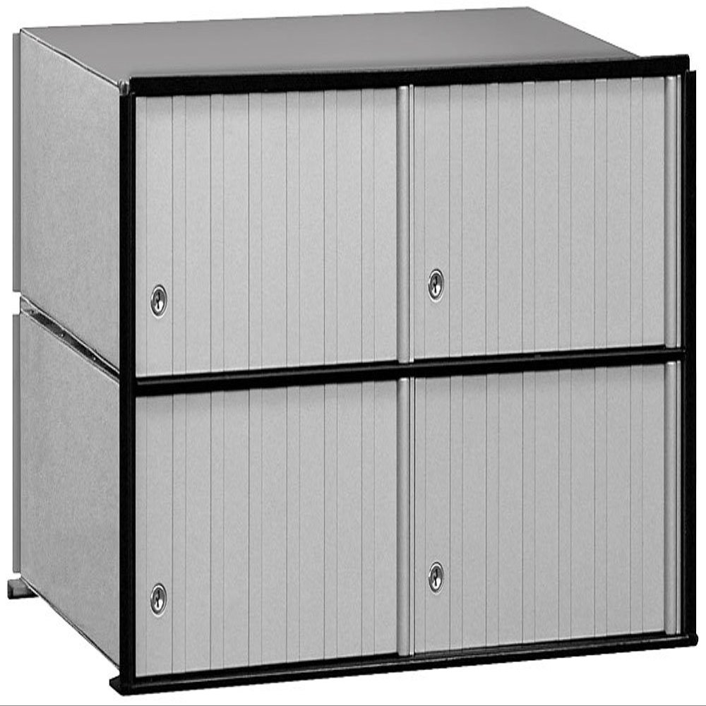 Salsbury Industries 2204 Aluminum Mailbox, 4 Doors, Rack Ladder System, Aluminum with Black Trim