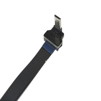 Permanent Slim Flat Micro USB FPV Flat Slim Thin Ribbon FPC Cable Micro Angled 90 Degree up to Micro USB 90 UP for sync and Charging (20CM)