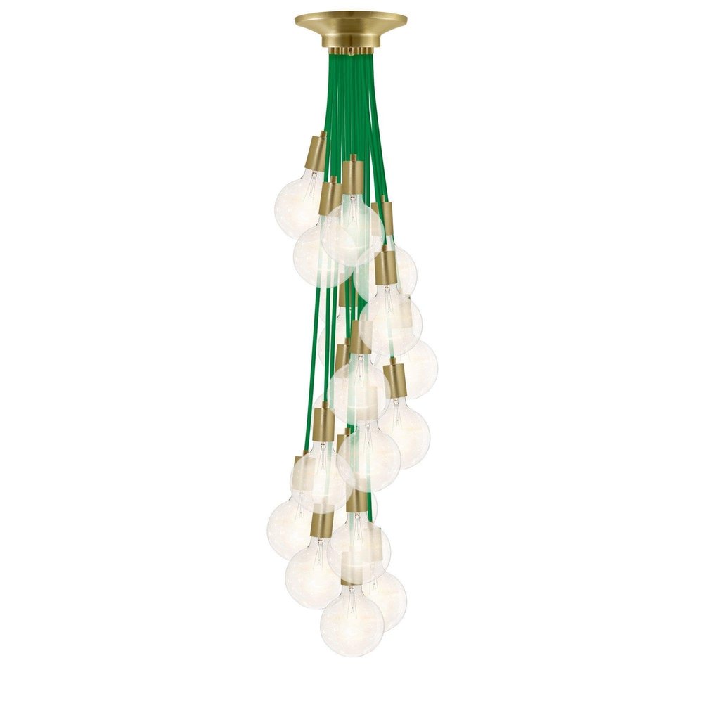 Tropical Hanging Lights. Tropical Green w/Modern Brass 19 Pendant Chandelier