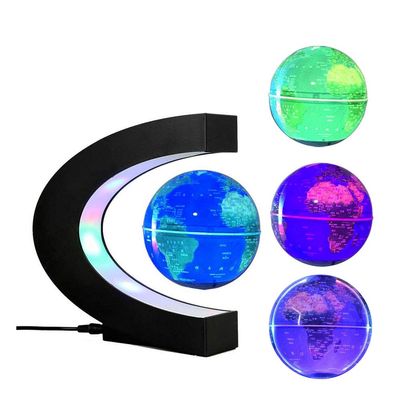Office Desk Lamp Multi-Color Changing Floating Levitating Light Decoration FUZADEL Magnetic Levitation Floating World Map Electric Night light for Home/Office Desk Magnet Desktop