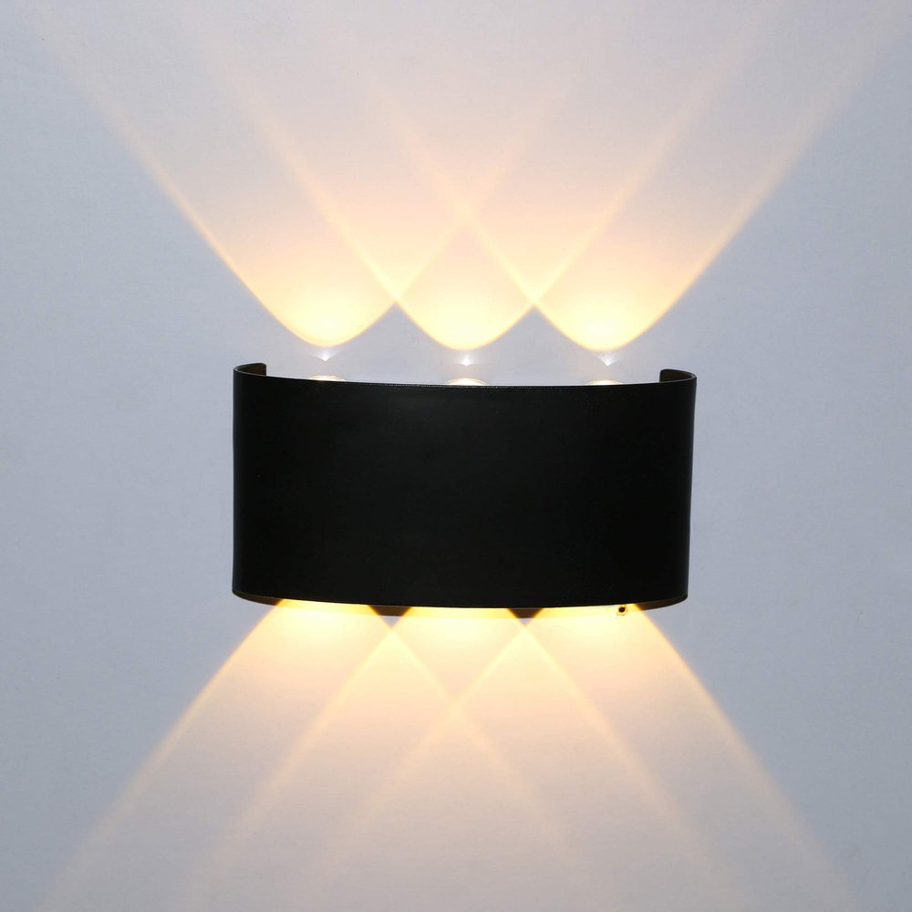 BRILLRAYDO 6W LED Outdoor Exterior Wall Sconces Up/Down Light Fixture Lamp Black Finish Warm White