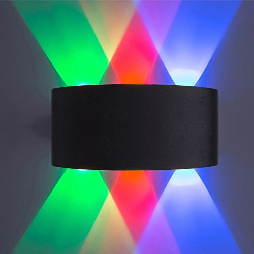 BRILLRAYDO 18W LED Outdoor Exterior Wall Sconces Up/Down Light Fixture Lamp Black Finish Green+Red+Blue