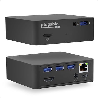 Plugable USB C Dock VESA Mount Compact with 85W Charging Thunderbolt 4/3 USB4 Compatible and Works with macOS, Windows, and ChromeOS Laptops (HDMI up to 4K@30Hz, Ethernet, 4X USB 3.0 Ports, USB-C PD)
