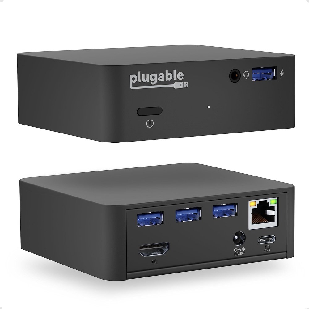 Plugable USB C Dock VESA Mount Compact with 85W Charging Thunderbolt 4/3 USB4 Compatible and Works with macOS, Windows, and ChromeOS Laptops (HDMI up to 4K@30Hz, Ethernet, 4X USB 3.0 Ports, USB-C PD)