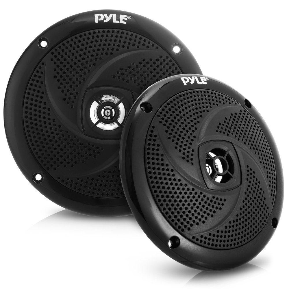 Pyle Waterproof Marine Speakers - Pair of 5.25" 180 Watt Low Profile Slim Style System - Weather Resistant Outdoor Rated Speakers for Boat, Patio, Poolside, Deck, Home (Black)