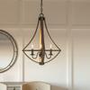 Quoizel Shire Candle Chandelier, 4-Light, 24" H x 18.25" W Rustic Black Vintage Chandelier, 60W Bulbs, Max Adjustable Height 77", Pendant Light for Kitchen, Dining, Living Room, Foyer or Farmhouse view 3