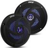 Pyle Marine Speakers - 5.25 Inch 2 Way Waterproof and Weather Resistant Outdoor Audio Stereo Sound System with LED Lights, 180 Watt Power and Low Profile Slim Style - 1 Pair - PLMRS53BL (Black) view 1