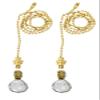 Royal Designs Celling Fan Pull Chain Beaded Ball Extension Chains with Decorative Large Faceted Diamond Cut Crystal, Polished Brass, Set of 2 view 1