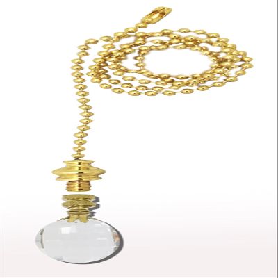 Royal Designs Celling Fan Pull Chain Beaded Ball Extension Chains with Decorative Oval Radiance Design, Polished Brass