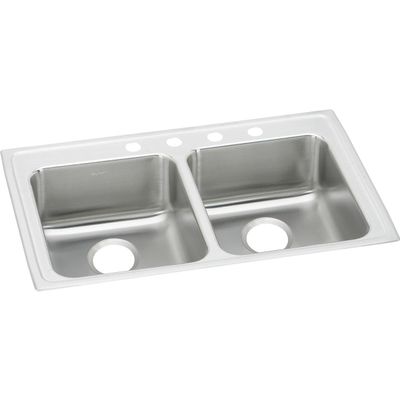 Elkay Lustertone Classic LRAD3319554 Equal Double Bowl Drop-In Stainless Steel ADA Sink