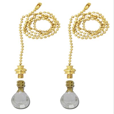 Royal Designs Celling Fan Pull Chain Beaded Ball Extension Chains with Decorative Flat Teardrop, Polished Brass, Set of 2