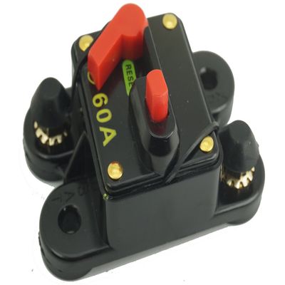12V- 24V DC Circuit Breaker - Surface Mount Manual Reset Waterproof Fuse - 60Amps ~ 100AMP ~ 300Amps for Boat Trolling Manual Reset Car Audio Solar Energy Inline Circuit Breaker Fuse Holder (60AMP)