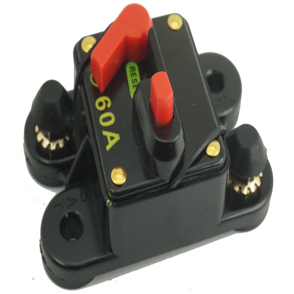 12V- 24V DC Circuit Breaker - Surface Mount Manual Reset Waterproof Fuse - 60Amps ~ 100AMP ~ 300Amps for Boat Trolling Manual Reset Car Audio Solar Energy Inline Circuit Breaker Fuse Holder (60AMP)