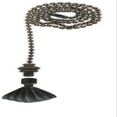 Royal Designs Celling Fan Pull Chain Beaded Ball Extension Chains with Decorative Seashell, Antique Brass