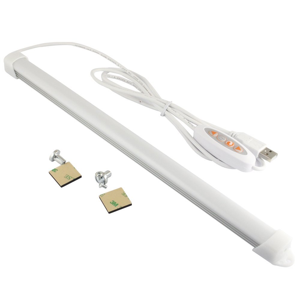 USB LED Under Cabinet Lighting Fixtures,5V 7W 52CM CT 2700-6500K Dimmable Under Counter Lighting Strip,Magent LED Aluminium Bar Lights,Portable for Book Self Closet Camping(1 of Pack) (52CM)