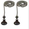 Royal Designs Celling Fan Pull Chain Beaded Ball Extension Chains with Decorative Medium Ball, Antique Brass, Set of 2 view 1