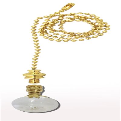 Royal Designs Celling Fan Pull Chain Beaded Ball Extension Chains with Decorative Sun Cut Round Crystal Design, Polished Brass