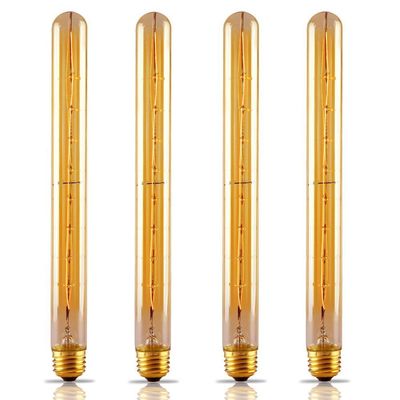 CTKcom T10/T300 40W Amber Vintage Edison Bulb E26 Medium Base2200K-2300K Tubular Bulb Nostalgic Tungsten Filament Antique Bulb Amber Glass for Industrial Wall Sconce Pendant Lighting-(4 Pack)