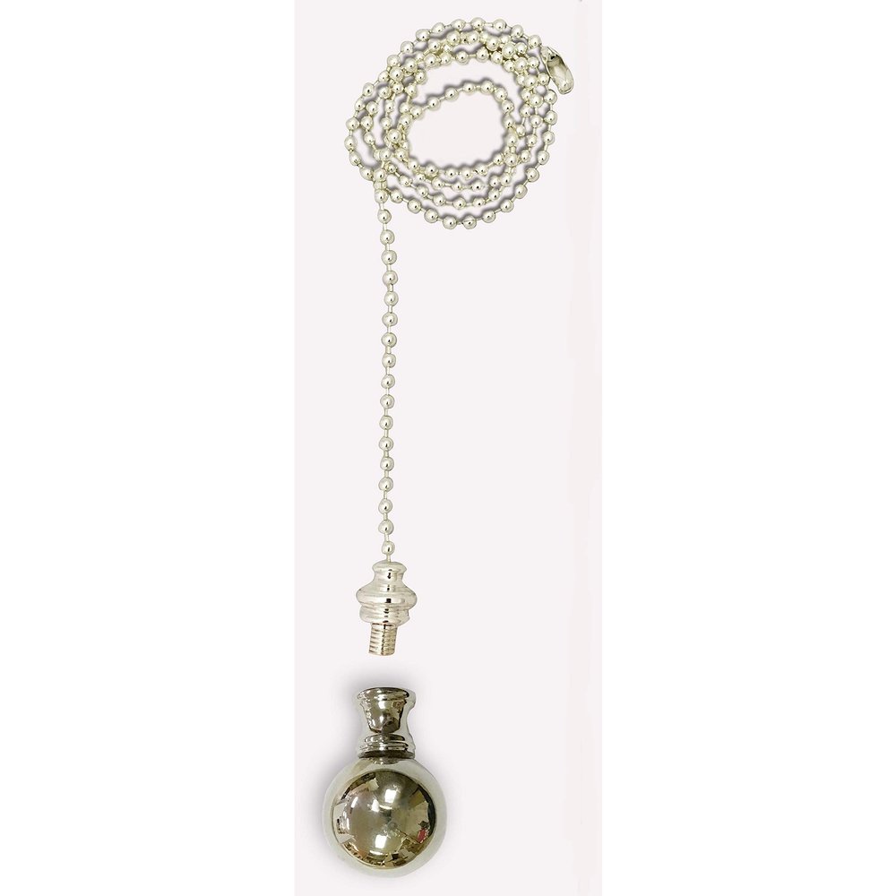 Royal Designs Celling Fan Pull Chain Beaded Ball Extension Chains with Decorative Large Ball, Silver