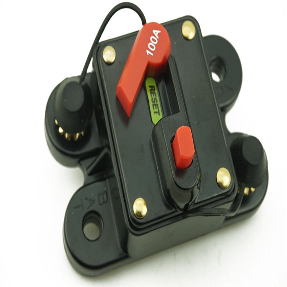 12V- 24V DC Circuit Breaker - Surface Mount Manual Reset Waterproof Fuse - 60Amps ~ 100AMP ~ 300Amps for Boat Trolling Manual Reset Car Audio Solar Energy Inline Circuit Breaker Fuse Holder (100AMP)