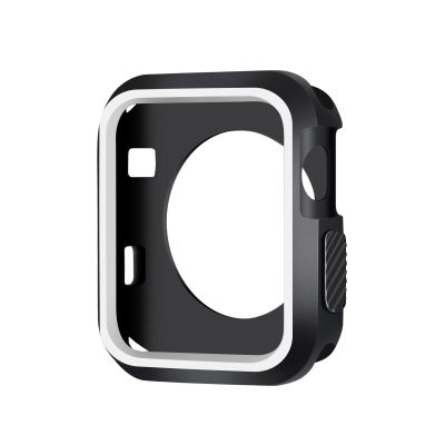 360 Full Body Sports Silicone Protective Case Cover for Apple Watch Series 3 2 1 38 42mm Accessories (Black White, 42mm)